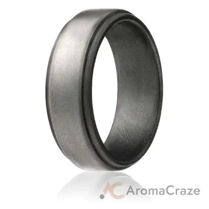 Picture of Silicone Wedding Ring - Step Edge Style - Platinum by ROQ for Men - 13 mm Ring