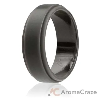 Picture of Silicone Wedding Ring - Step Edge Style - Grey by ROQ for Men - 9 mm Ring