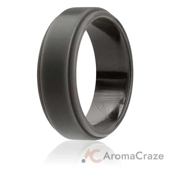 Picture of Silicone Wedding Ring - Step Edge Style - Grey by ROQ for Men - 9 mm Ring