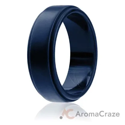 Picture of Silicone Wedding Ring - Step Edge Style - Blue by ROQ for Men - 7 mm Ring