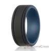 Picture of Silicone Wedding Ring - Duo Collection 2 Thin Lines - Blue-Black by ROQ for Men - 11 mm Ring
