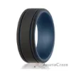 Picture of Silicone Wedding Ring - Duo Collection 2 Thin Lines - Blue-Black by ROQ for Men - 13 mm Ring