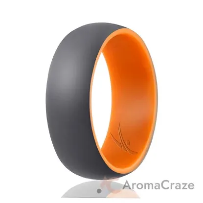 Picture of Silicone Wedding Ring - Duo Collection Dome Style - Orange-Grey by ROQ for Men - 15 mm Ring