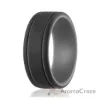 Picture of Silicone Wedding Ring - Duo Collection 2 Thin Lines - Grey-Black by ROQ for Men - 12 mm Ring