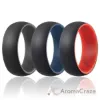 Picture of Silicone Wedding Ring - Duo Collection Dome Style Set by ROQ for Men - 3 x 12 mm Grey-Black, Blue-Black, Red-Black
