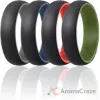 Picture of Silicone Wedding Ring - Duo Collection Dome Style Set by ROQ for Men - 4 x 9 mm Ring