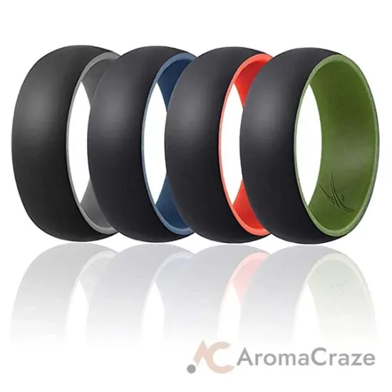 Picture of Silicone Wedding Ring - Duo Collection Dome Style Set by ROQ for Men - 4 x 11 mm Ring