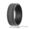 Picture of Silicone Wedding Ring - Duo Collection 2 Thin Lines - Black-Grey by ROQ for Men - 14 mm Ring