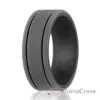 Picture of Silicone Wedding Ring - Duo Collection 2 Thin Lines - Black-Grey by ROQ for Men - 14 mm Ring