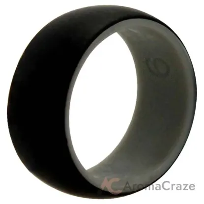 Picture of Silicone Wedding Ring - Duo Collection Dome Style - Grey-Black by ROQ for Men - 9 mm Ring