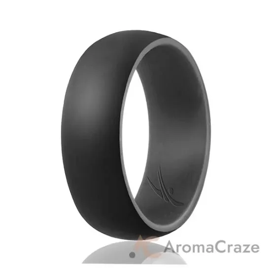 Picture of Silicone Wedding Ring - Duo Collection Dome Style - Grey-Black by ROQ for Men - 10 mm Ring