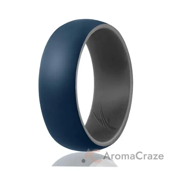 Picture of Silicone Wedding Ring - Duo Collection Dome Style - Grey-Blue by ROQ for Men - 13 mm Ring