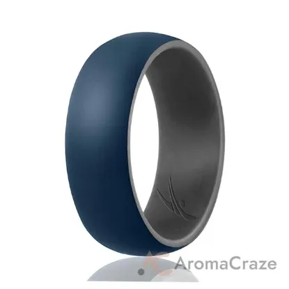 Picture of Silicone Wedding Ring - Duo Collection Dome Style - Grey-Blue by ROQ for Men - 14 mm Ring