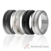 Picture of Silicone Wedding Ring - Engraved Middle Line Set by ROQ for Men - 4 x 15 mm Marble, Black, Grey, Silver