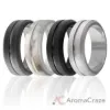 Picture of Silicone Wedding Ring - Engraved Middle Line Set by ROQ for Men - 4 x 15 mm Marble, Black, Grey, Silver
