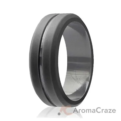 Picture of Silicone Wedding Ring - Engraved Middle Line - Grey by ROQ for Men - 11 mm Ring
