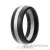 Picture of Silicone Wedding Ring - Dome Style with Middle Line - Black-Silver by ROQ for Men - 15 mm Ring