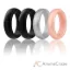 Picture of Silicone Wedding Ring - Dome Style Set by ROQ for Women - 4 x 9 mm Rose Gold, Black, Silver