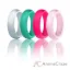 Picture of Silicone Wedding Ring - Dome Style Set by ROQ for Women - 4 x 4 mm Pink, Turquoise, White with Pink Glitter, Silver