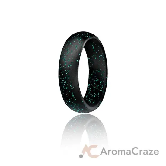 Picture of Silicone Wedding Ring - Dome Style - Black with Glitter Turquoise by ROQ for Women - 7 mm Ring