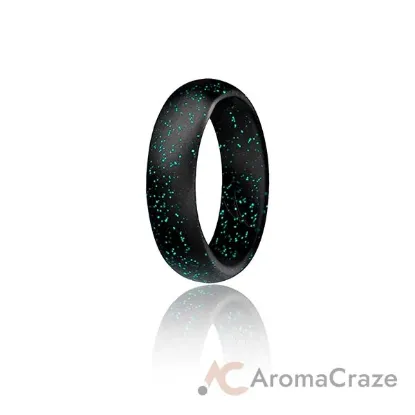 Picture of Silicone Wedding Ring - Dome Style - Black with Glitter Turquoise by ROQ for Women - 9 mm Ring