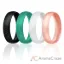 Picture of Silicone Wedding Ring - Dome Style Thin Comfort Fit Set by ROQ for Women - 10 mm Turquoise, Black with Glitter Turquoise, White, Rose Gold