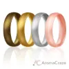 Picture of Silicone Wedding Ring - Dome Style Thin Comfort Fit Set by ROQ for Women - 4 mm Bronze, Gold, Silver, Rose Gold