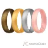 Picture of Silicone Wedding Ring - Dome Style Thin Comfort Fit Set by ROQ for Women - 4 mm Bronze, Gold, Silver, Rose Gold