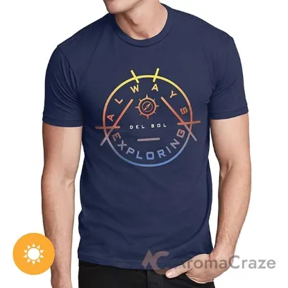 Picture of Men Crew Tee - Always Exploring - Indigo by DelSol for Men - 1 Pc T-Shirt (Small)