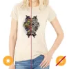 Picture of Women Crew Tee - Ornate Owl - Beige by DelSol for Women - 1 Pc T-Shirt (XL)