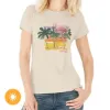Picture of Women Crew Tee - Watercolor Flamingo - Beige by DelSol for Women - 1 Pc T-Shirt (XL)