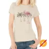 Picture of Women Crew Tee - Watercolor Flamingo - Beige by DelSol for Women - 1 Pc T-Shirt (Medium)