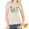 Picture of Women Crew Tee - Butterfly Floral - Beige by DelSol for Women - 1 Pc T-Shirt (Small)