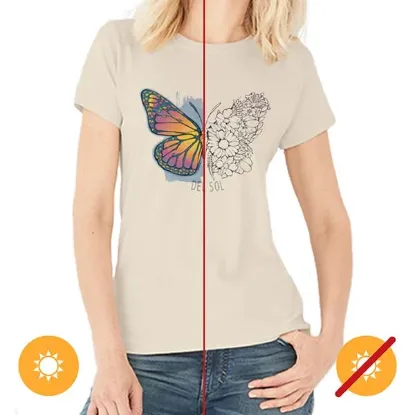 Picture of Women Crew Tee - Butterfly Floral - Beige by DelSol for Women - 1 Pc T-Shirt (2XL)