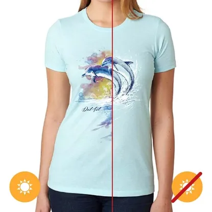 Picture of Girls Crew Tee - Watercolor Dolphins - Ice Blue by DelSol for Women - 1 Pc T-Shirt (YM)
