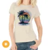 Picture of Women Crew Tee - Island Palm Sunset - Beige by DelSol for Women - 1 Pc T-Shirt (XL)
