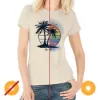 Picture of Women Crew Tee - Island Palm Sunset - Beige by DelSol for Women - 1 Pc T-Shirt (Large)
