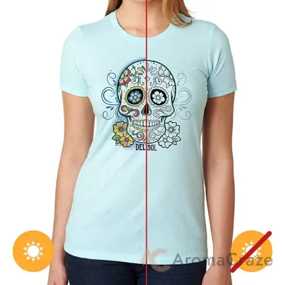 Picture of Girls Crew Tee - Day of the Dead - Ice Blue by DelSol for Women - 1 Pc T-Shirt (XL)