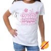 Picture of Girls Crew Tee - Sweet As Candy - White by DelSol for Kids - 1 Pc T-Shirt (3T)