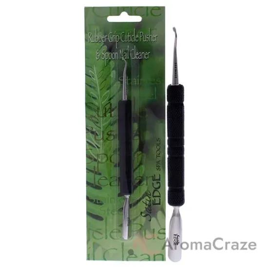 Picture of Rubber Grip Cuticle Pusher and Spoon Nail Cleaner by Satin Edge for Unisex - 1 Pc Cuticle Pusher