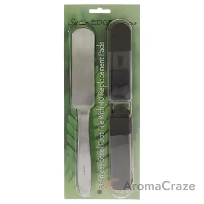 Picture of Stainless Steel Foot File 40 Replacement Pads by Satin Edge for Unisex - 41 Pc Nail File, 20pc Medium Pads, 20pc Coarse Pads