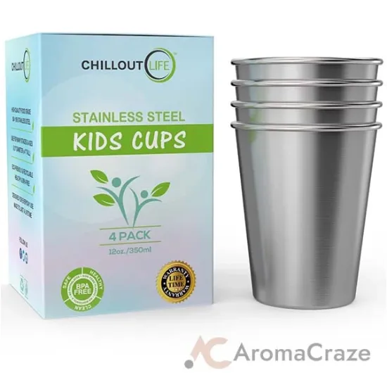 Picture of Stainless Steel Kids Cups Set by Chillout Life for Kids - 4 x 12 oz Cup