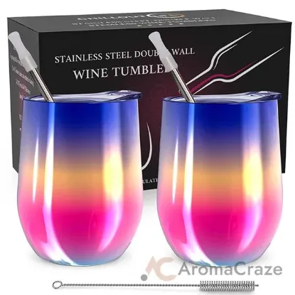 Picture of Stainless Steel Double Wall Wine Tumbler - Rainbow by Chillout Life for Unisex - 2 x 12 oz Tumbler
