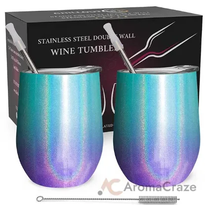 Picture of Stainless Steel Double Wall Wine Tumbler - Mermaid Sparkle by Chillout Life for Unisex - 2 x 12 oz Tumbler