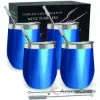 Picture of Stainless Steel Double Wall Wine Tumbler - Blue Sparkle by Chillout Life for Unisex - 4 x 12 oz Tumbler