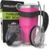 Picture of Stainless Steel Tumbler with Handle - Hot Pink by Chillout Life for Unisex - 6 x 30 oz Tumbler