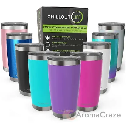 Picture of Stainless Steel Tumbler with Lid and Straw - Purple by Chillout Life for Unisex - 20 oz Tumbler