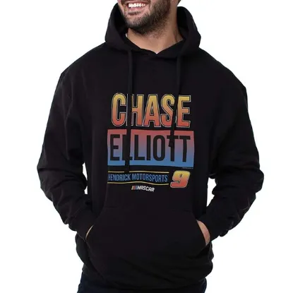 Picture of NASCAR Hooded Sweatshirt - Chase Elliot - 3 Black by DelSol for Men - 1 Pc T-Shirt (M)