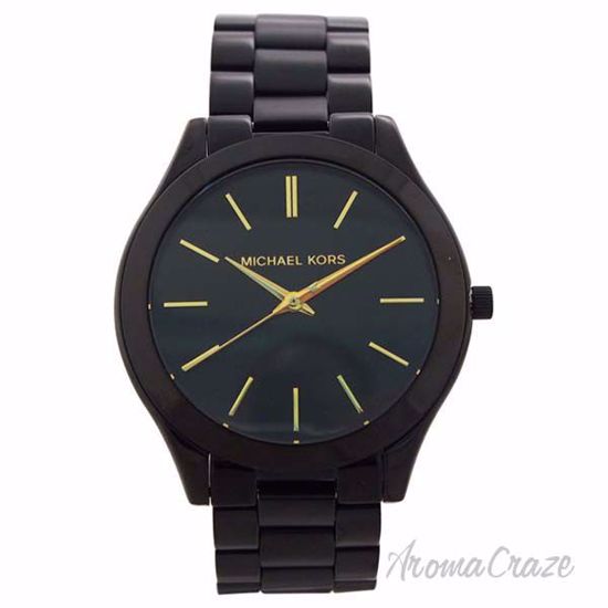 MK3221 Slim Runway Black-Tone Stainless Steel Bracelet Watch