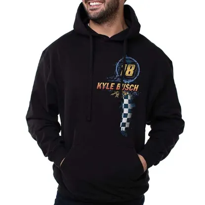 Picture of NASCAR Hooded Sweatshirt - Kyle Busch - 8 White by DelSol for Men - 1 Pc T-Shirt (M)